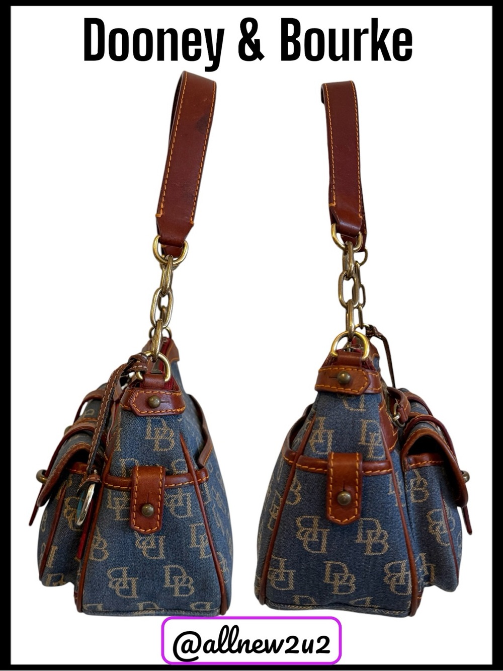 Reserved Dooney & Bourke Vintage Denim Monogram Hobo Baguette Bag - Picture 5 of 14